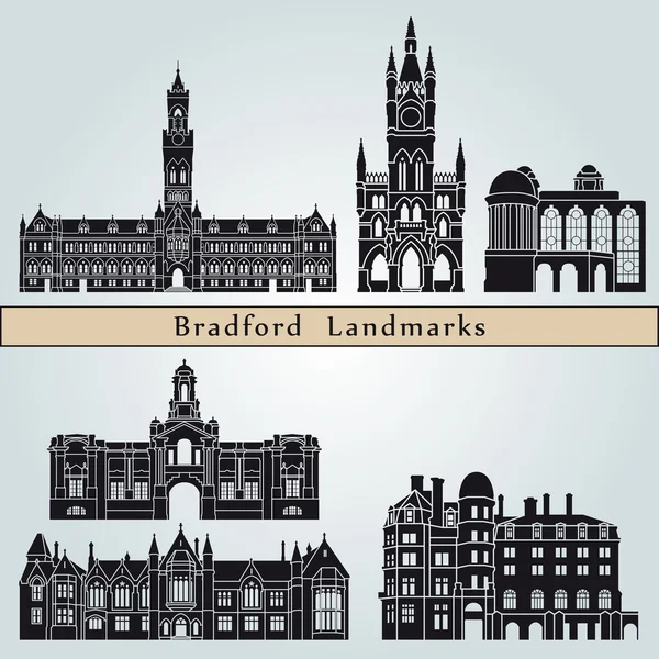 Bradford Wahrzeichen und Denkmäler — Stockvektor