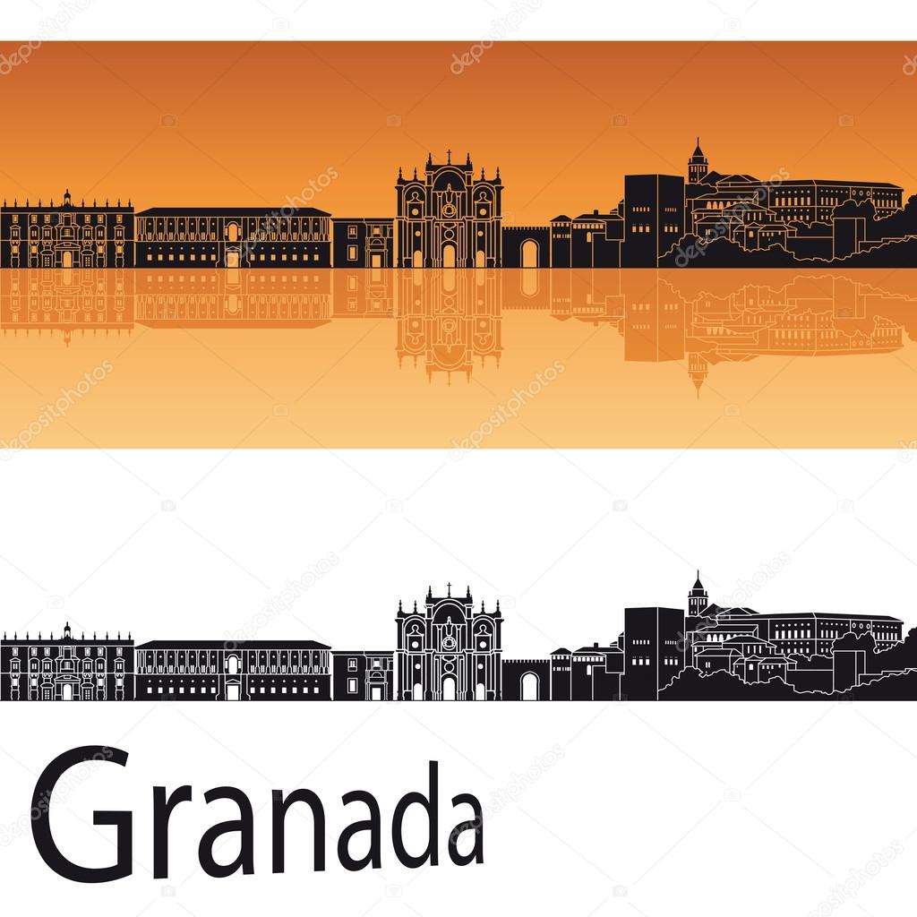 Granada skyline in orange background 