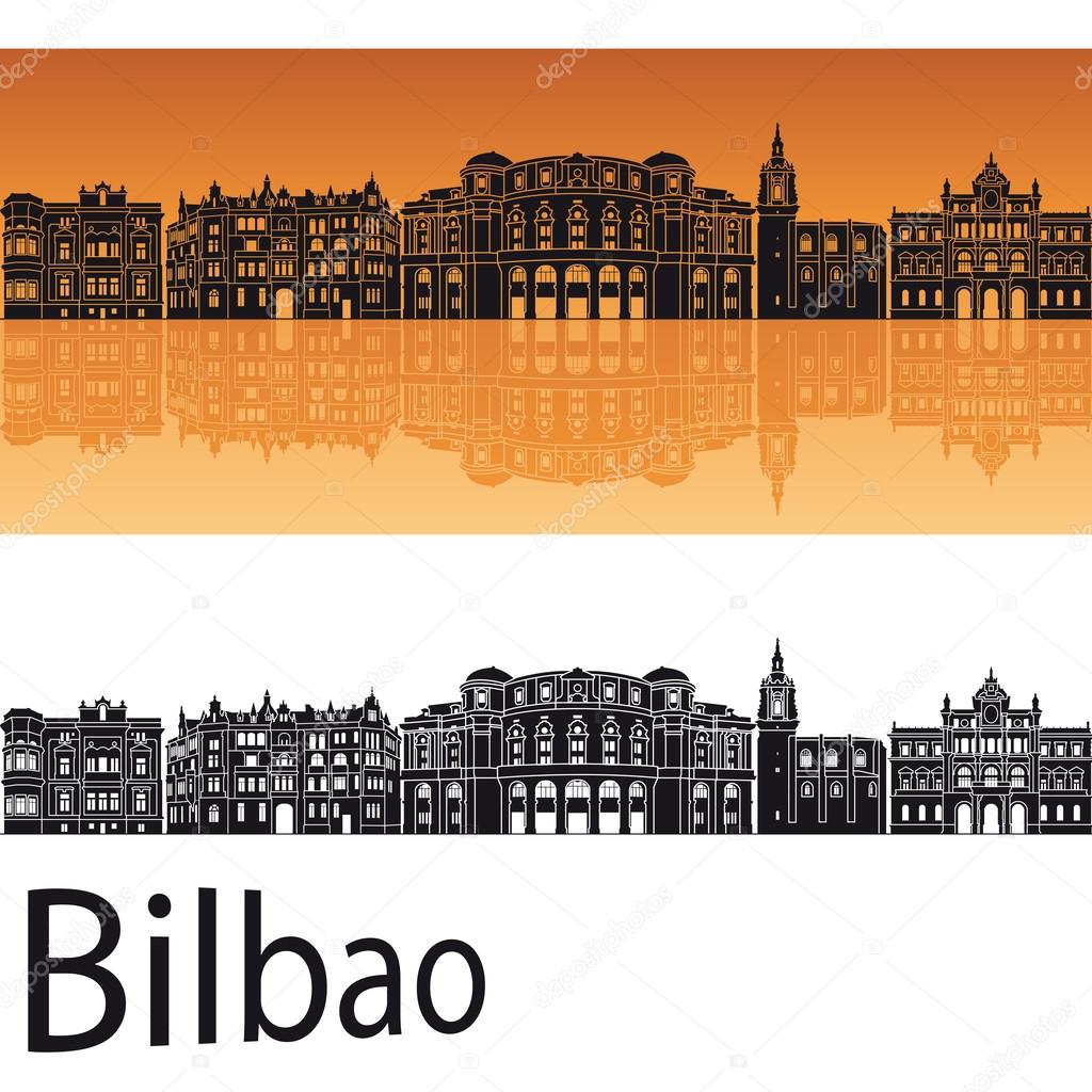 Bilbao skyline in orange background 