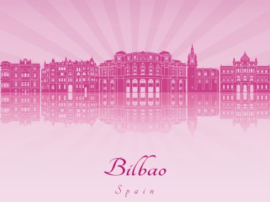 Mor parlak orkide Bilbao manzarası