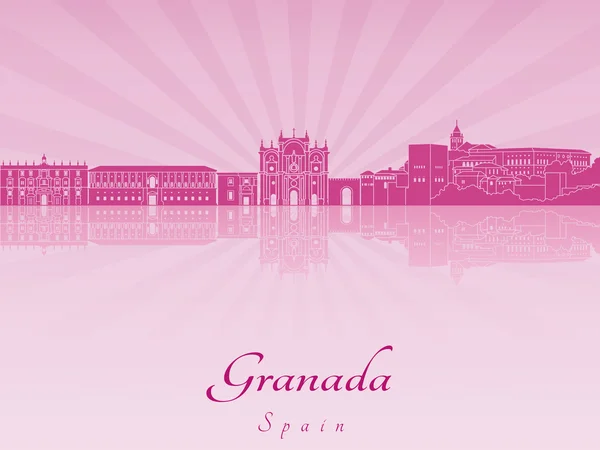 Granada skyline in purple radiant orchid — Stock Vector