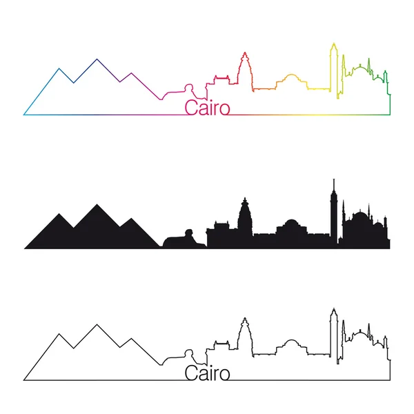 Skyline del Cairo in stile lineare con arcobaleno — Vettoriale Stock