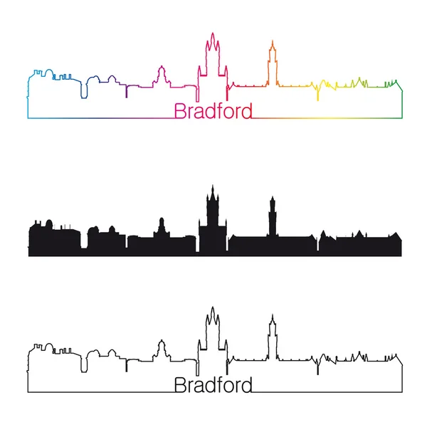 Bradford skyline estilo lineal con arco iris — Archivo Imágenes Vectoriales