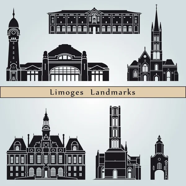 Lugares de interés y monumentos de Limoges — Archivo Imágenes Vectoriales