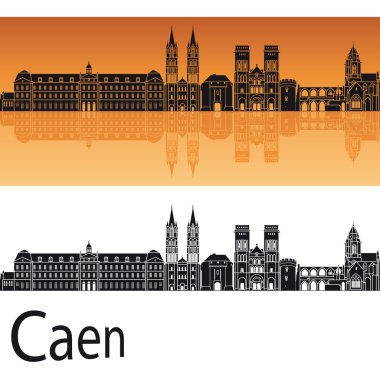 Caen manzarası turuncu arka planda 