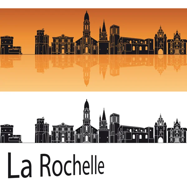 La rochelle skyline auf orangefarbenem Hintergrund — Stockvektor