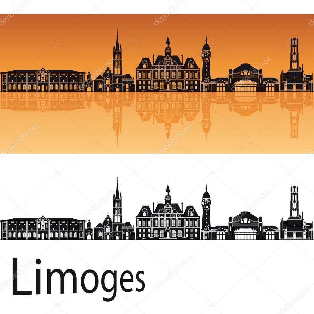 Limoges skyline in orange background 