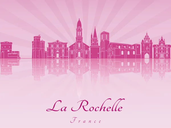 La Rochelle skyline ในกล้วยไม้สีม่วงเรืองแสง — ภาพเวกเตอร์สต็อก