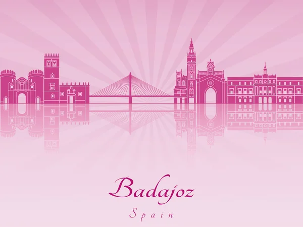 Badajoz skyline in paarse stralende orchid — Stockvector