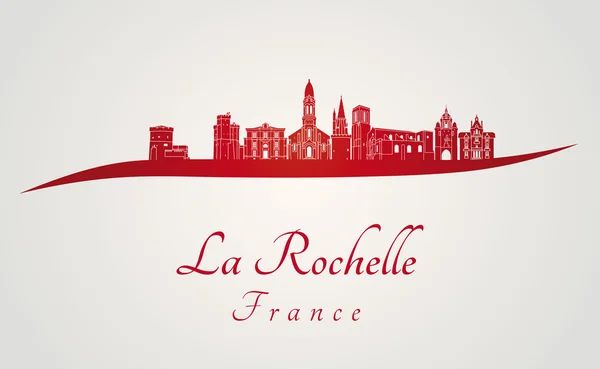Skyline La Rochelle en rojo — Vector de stock