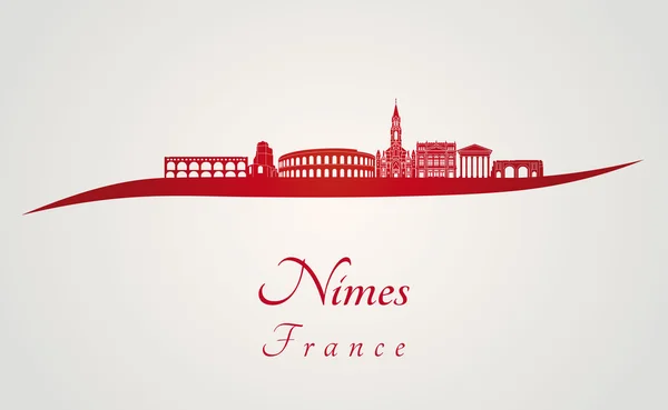 Nimes skyline in red — Stock Vector