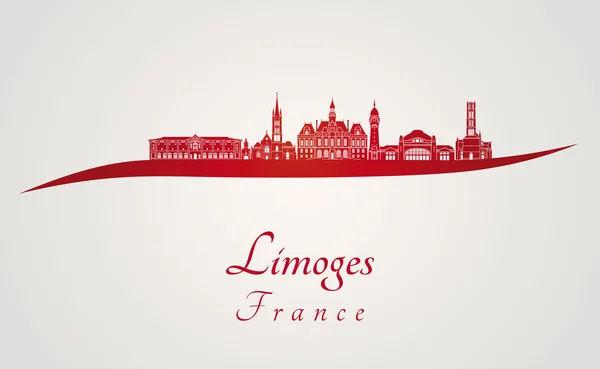 Limoges skyline in red — Stock Vector