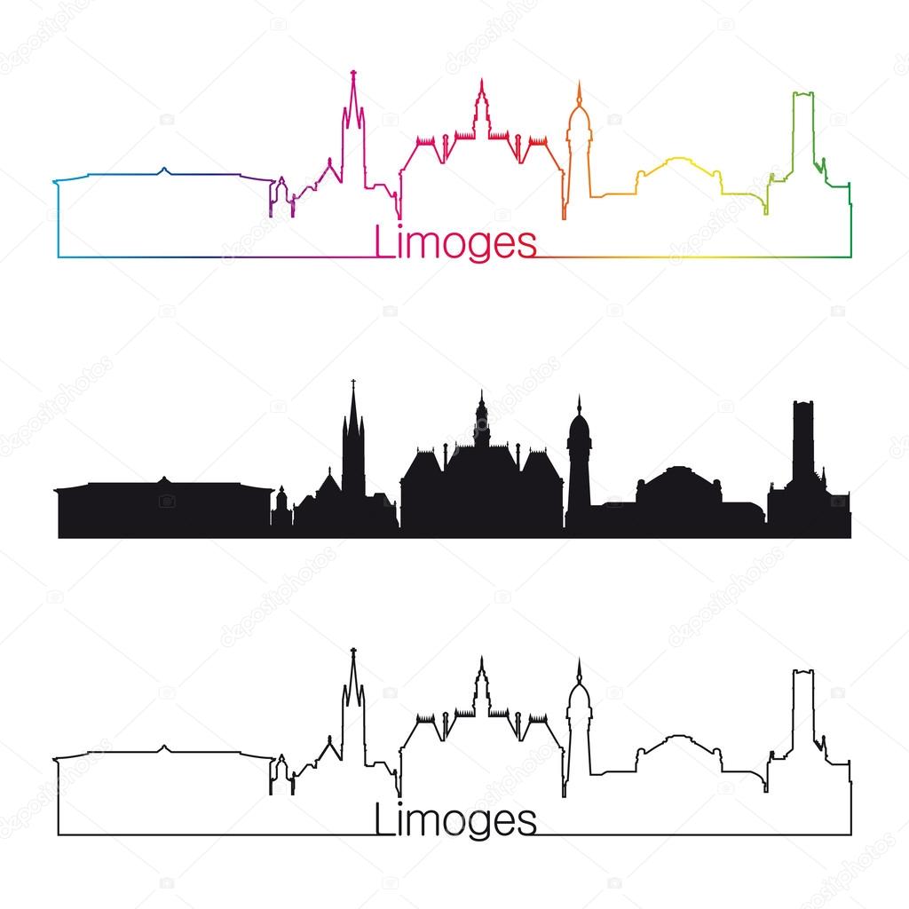 Limoges skyline linear style with rainbow