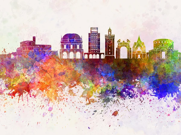 Brescia skyline in watercolor background — Stock Photo, Image