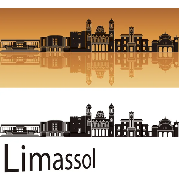 Skyline Limassol en fondo naranja — Vector de stock