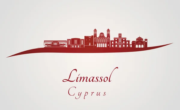 Limassol skyline em vermelho — Vetor de Stock