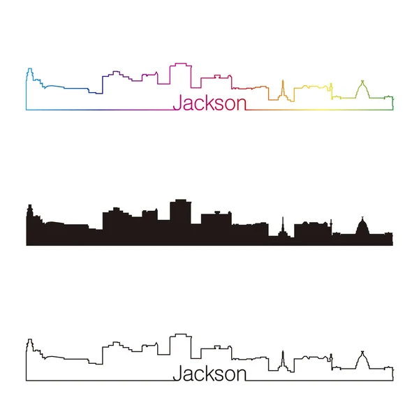 Jackson Skyline linear style with rainbow — Stock Vector
