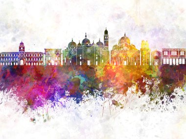 Padua manzarası suluboya arka planda