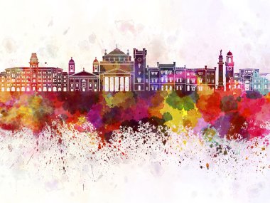 Trieste manzarası suluboya arka planda