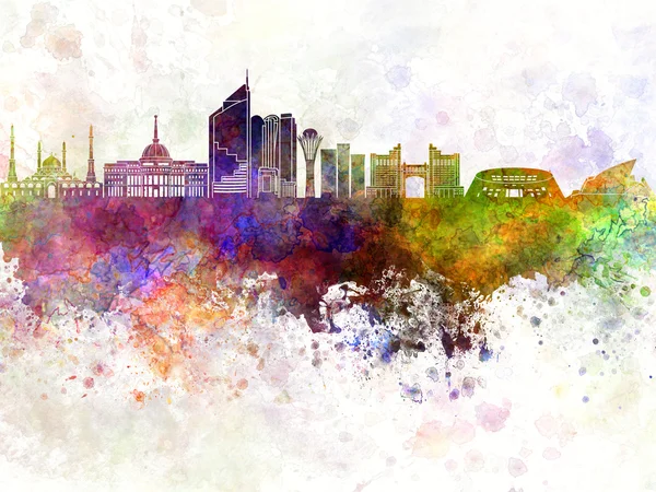 Astana manzarası suluboya arka planda