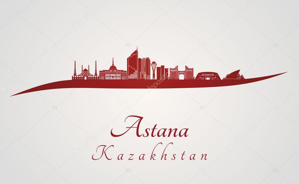 Astana skyline in red