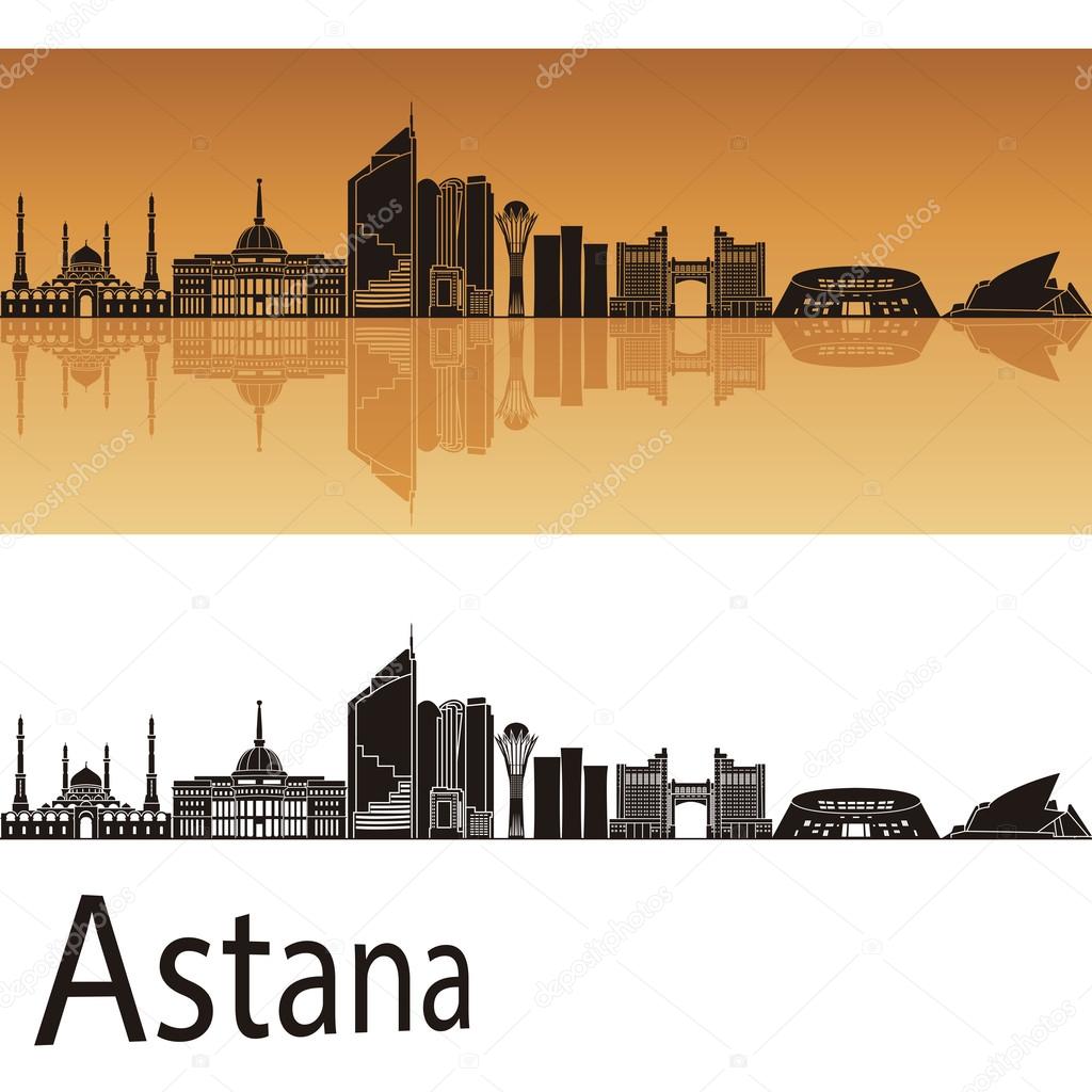 Astana skyline in orange background 
