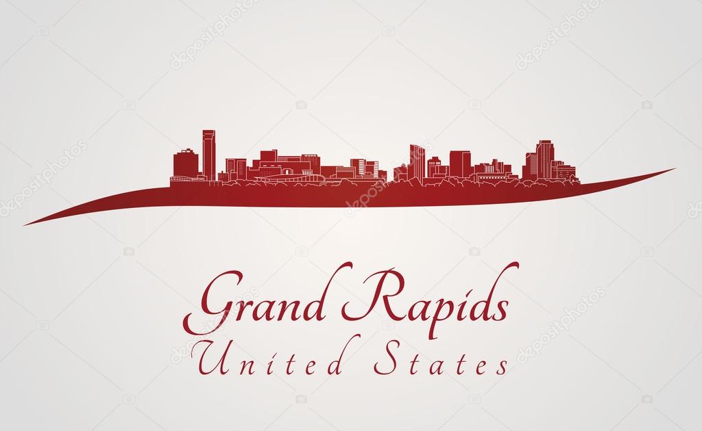 Grand Rapids skyline in red