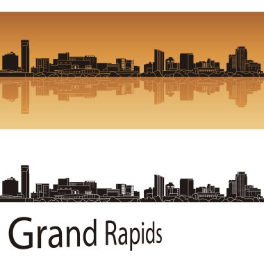Grand Rapids  skyline in orange background  clipart