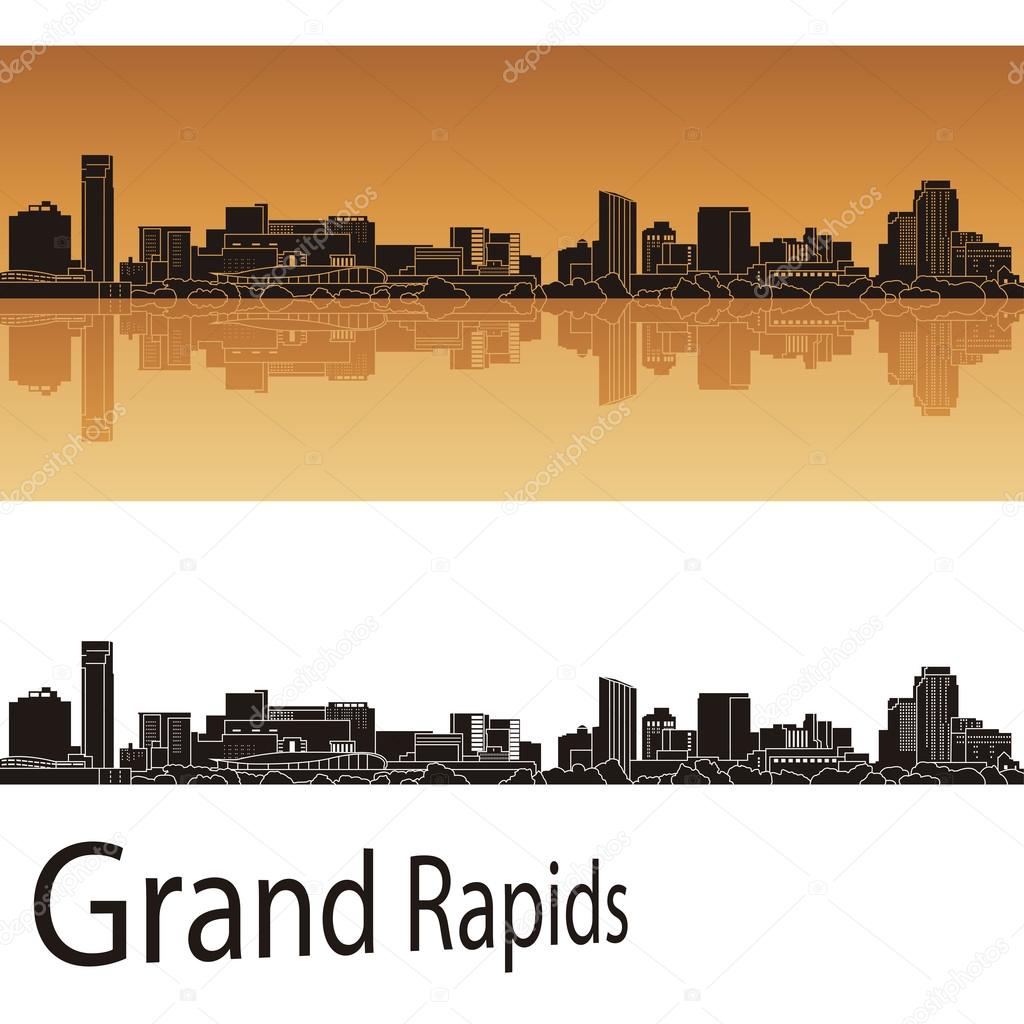 Grand Rapids  skyline in orange background 