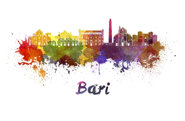 Bari skyline in watercolor — Stock Photo, Image