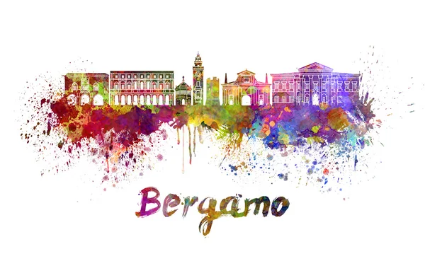 Bergamoskyline i akvarellfarge – stockfoto