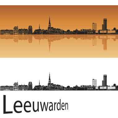 Leeuwarden manzarası turuncu arka planda 