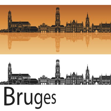 Bruges manzarası turuncu arka planda 
