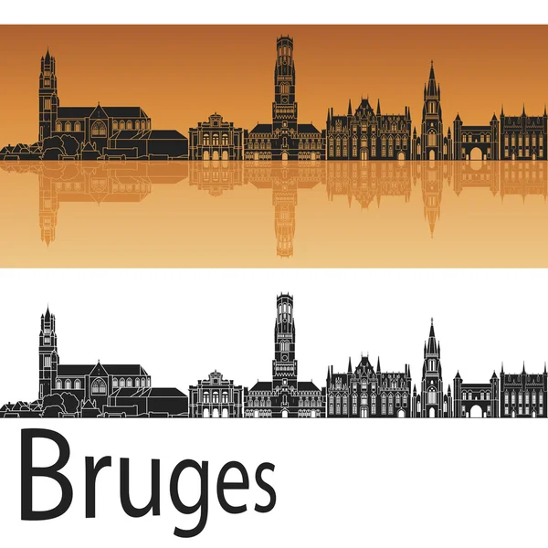 Bruges skyline en fond orange — Image vectorielle