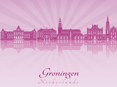 Mor parlak orkide Groningen manzarası