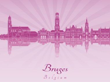 Bruges manzarası içinde mor parlak orkide