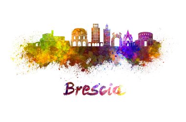 Brescia skyline in watercolor clipart