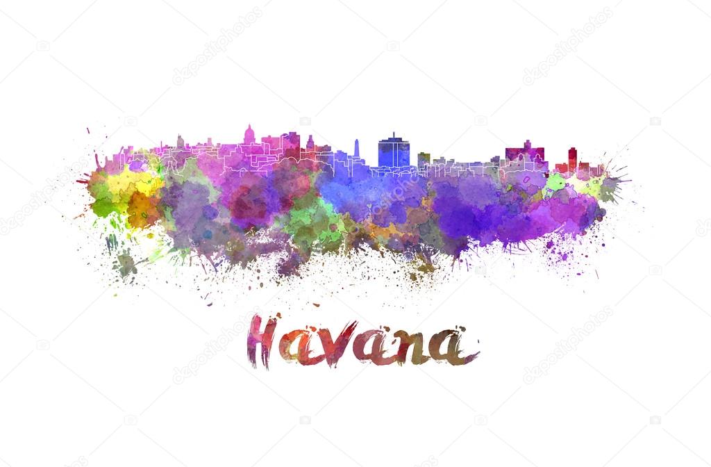 Havana skyline in watercolor