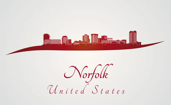 Norfolk skyline in red — Stock Vector