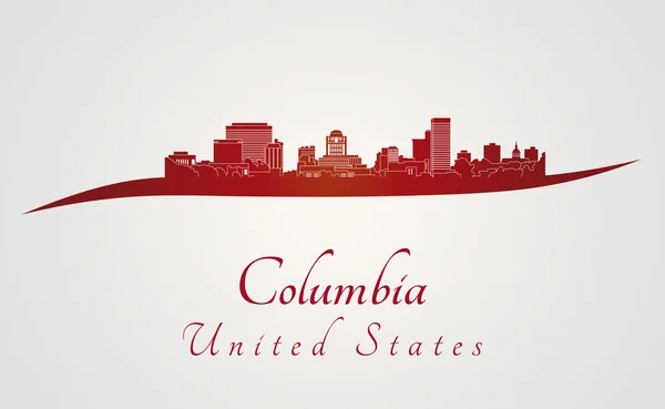 Columbia skyline en rojo — Vector de stock