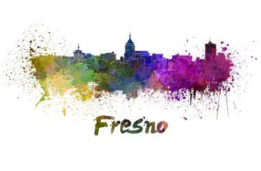 Fresno skyline in watercolor clipart