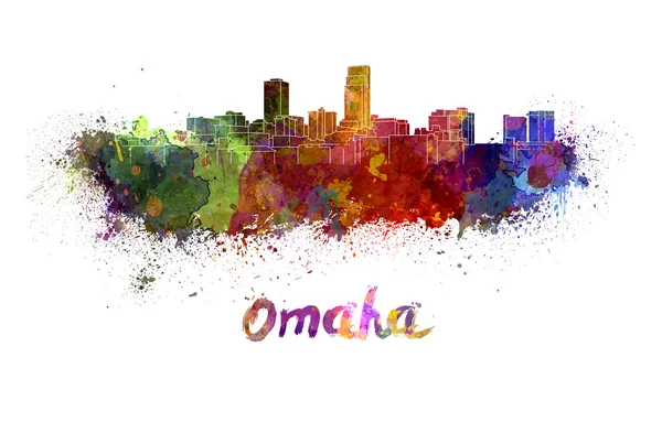 Linha do horizonte omaha em aquarela — Fotografia de Stock