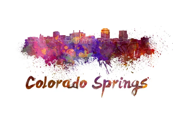 Colorado Springs skyline in watercolor — Stock Photo, Image