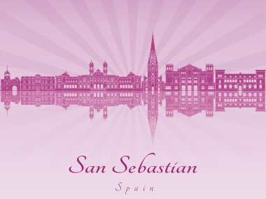San Sebastian manzarası içinde mor parlak orkide