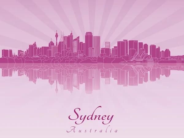 紫色的辐射兰花的悉尼 V2 天际线 — 图库矢量图片