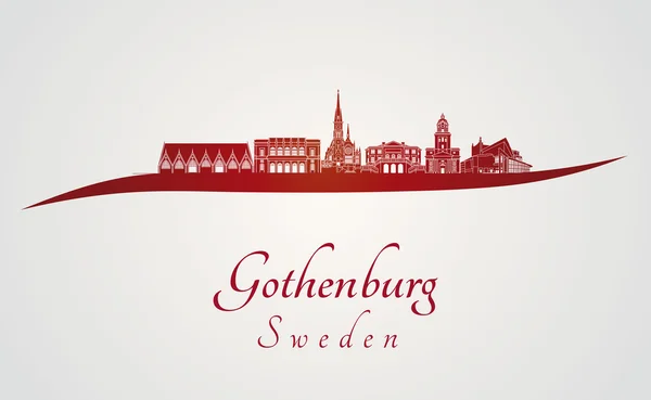 红色的哥德堡天际线 — 图库矢量图片