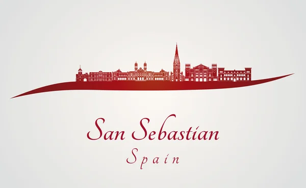 San Sebastian skyline i rött — Stock vektor