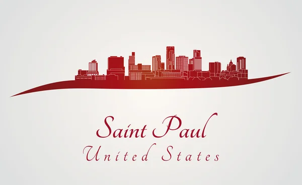 Saint Paul skyline em vermelho — Vetor de Stock
