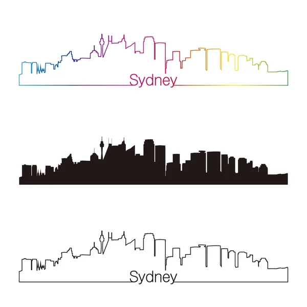 Sydney V2 skyline estilo lineal con arco iris — Vector de stock