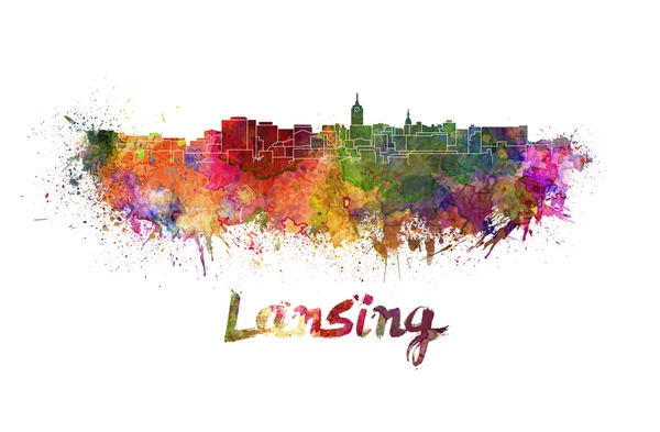 Lansing skyline em aquarela — Fotografia de Stock